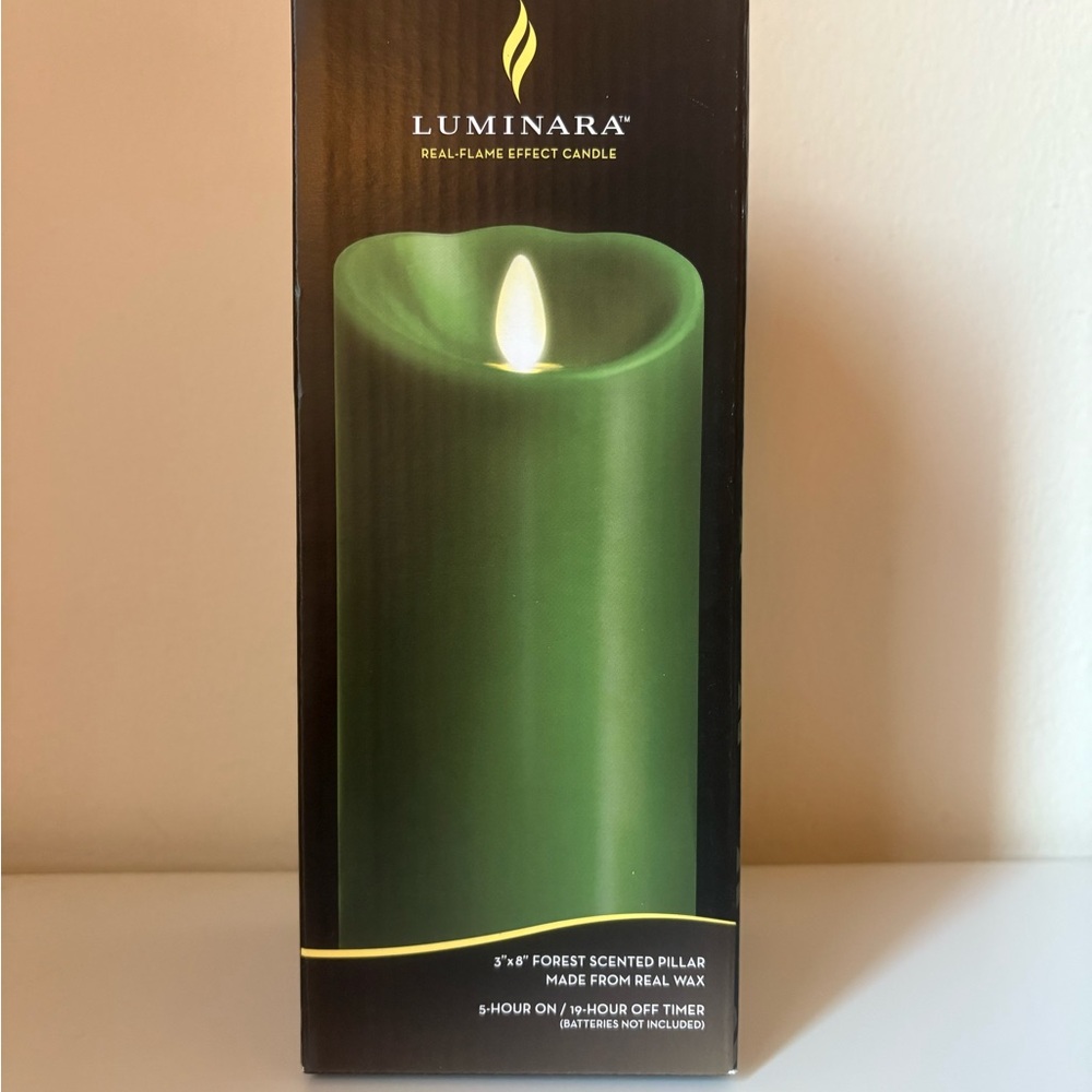 Luminara Forest Green Real-Flame Effect Candle